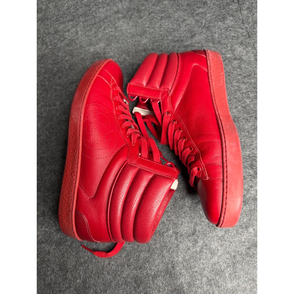Gucci Ace High Top Red Leather Sneakers Interlocking G Logo 625672 Mens 7 US 8 - Picture 8 of 13